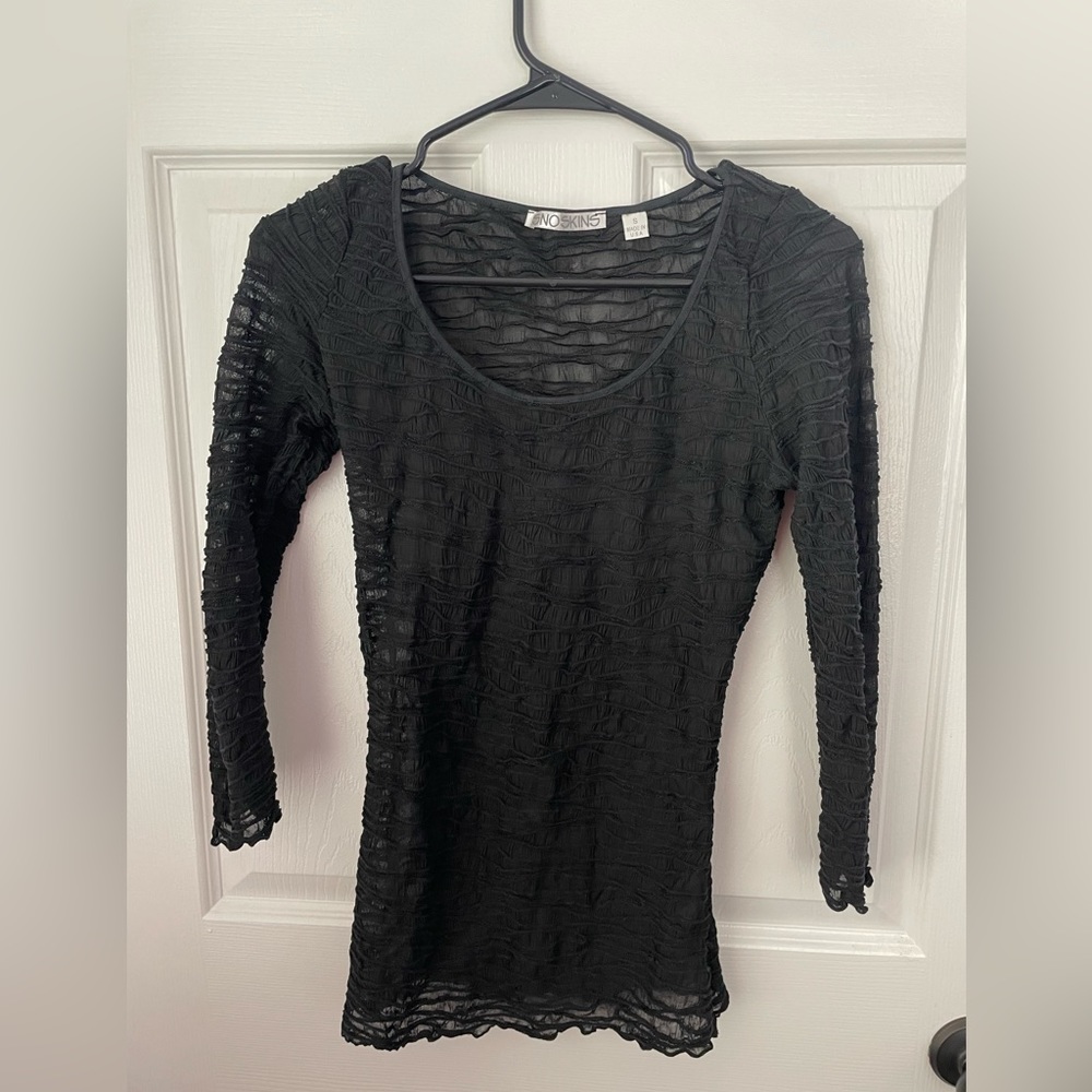 Black mesh Y2K top